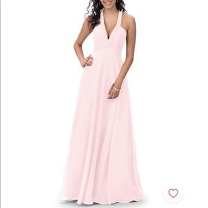 Azazie Bridesmaid Dress | Blushing Pink | Custom Size 4 | Chiffon | Floor Length